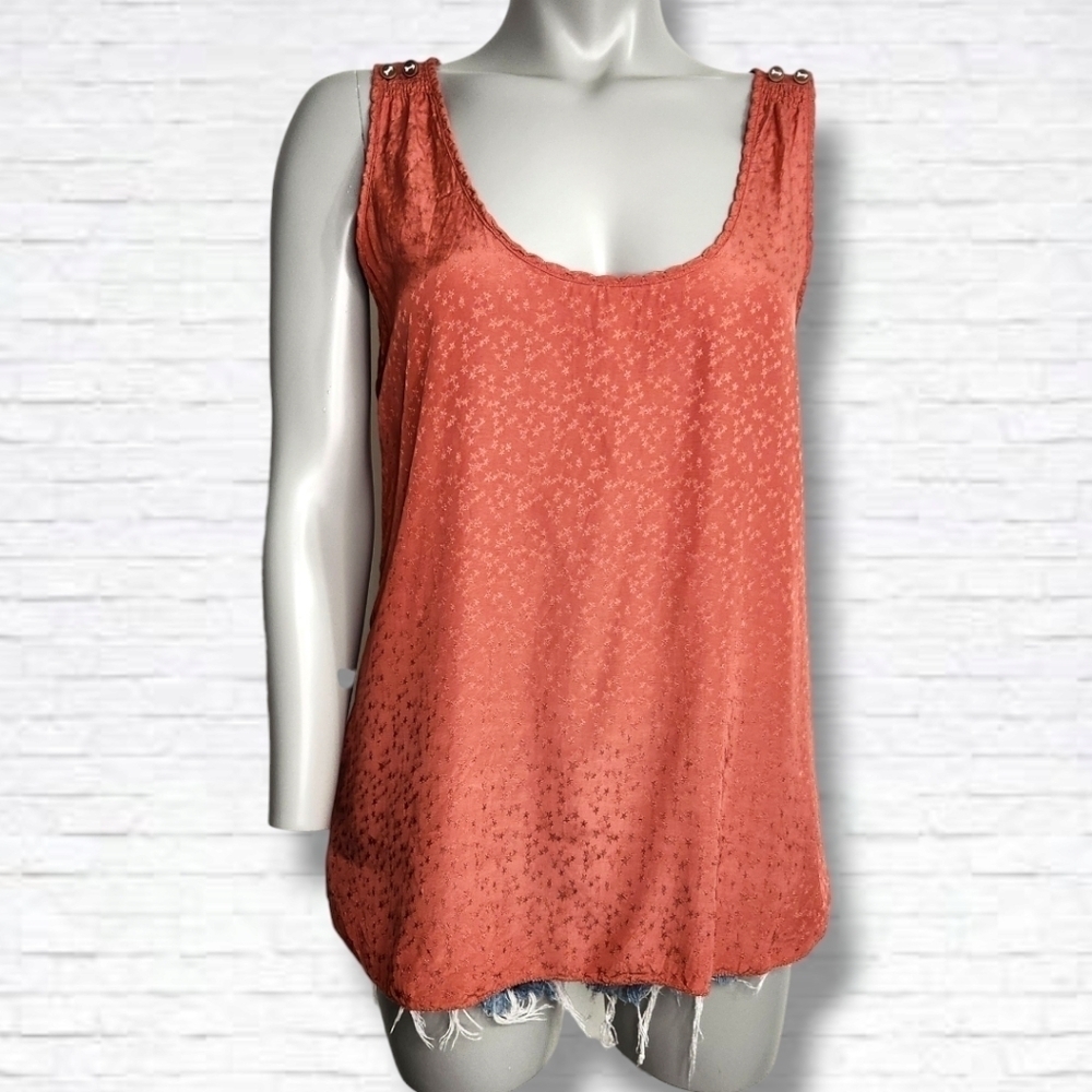 Maison Scotch "Star de la Saison" Coral Star Print Sleeveless Blouse Size 3/US L